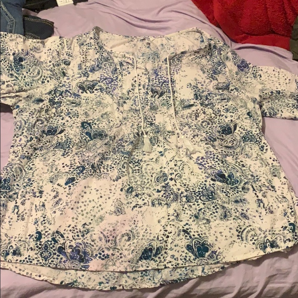 3/4 sleeve printed top XL